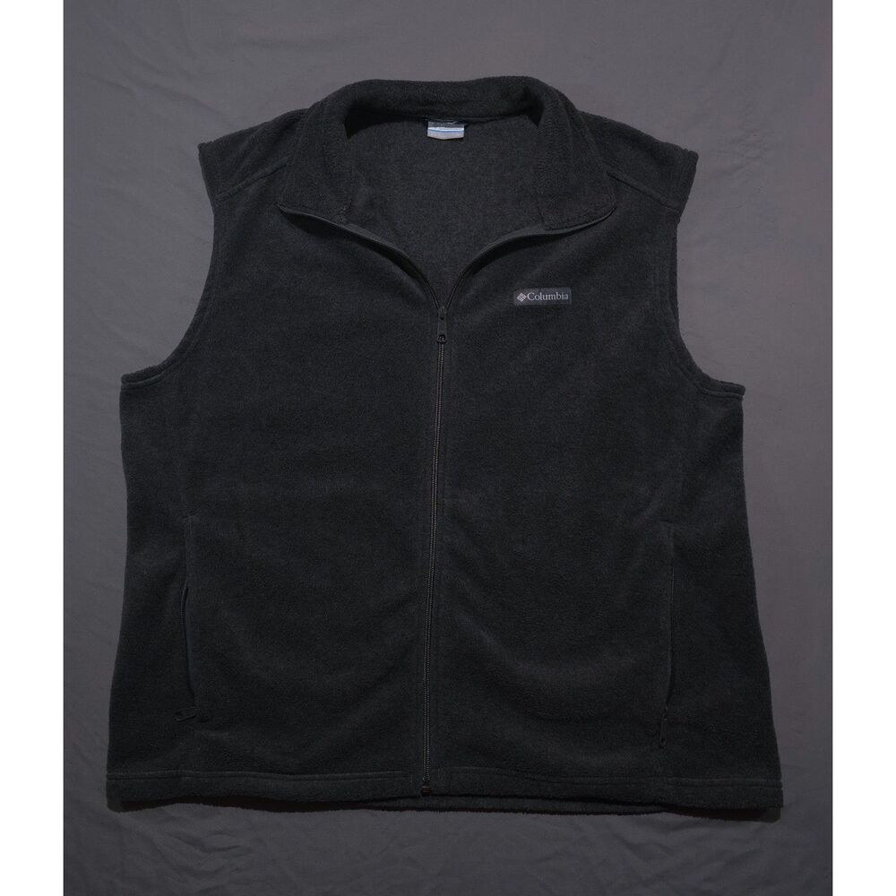 Columbia Steens Mountain Fleece Vest Mens XL Black Full Zip Pockets AM1535